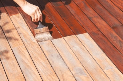 Deck being stained
