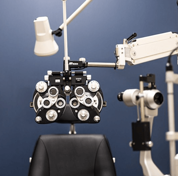 Exam room with vison testing equipment
