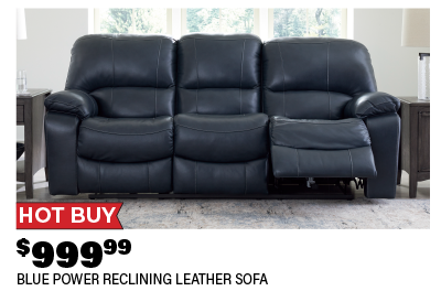 $999.99 Blue Power Reclining Leather Sofa