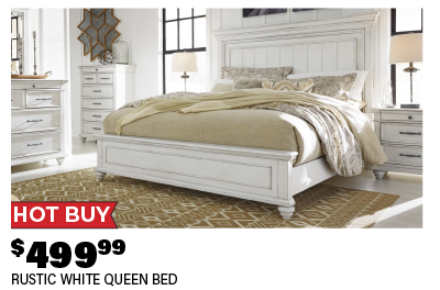 $499.99 Rustic White Queen Bed