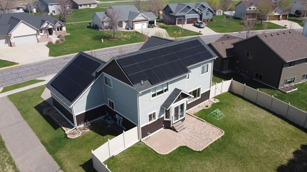 Solar panels installed on house roof