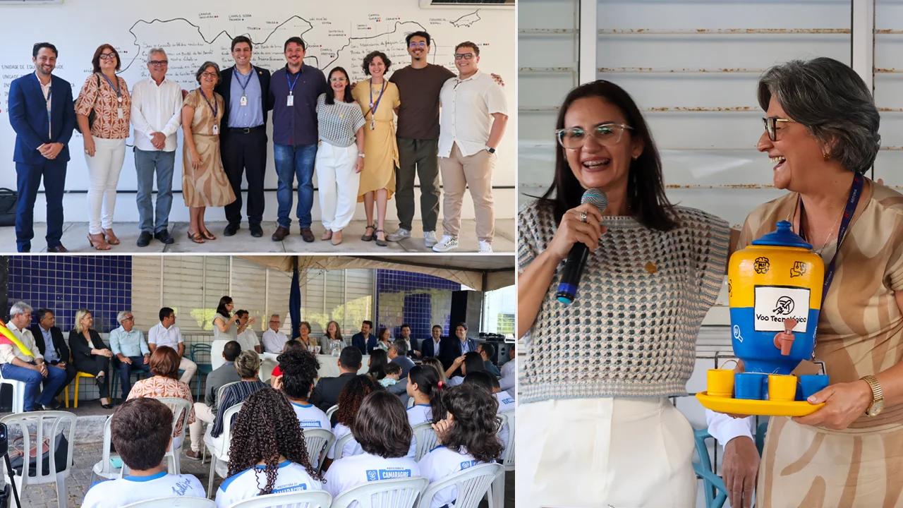 Representantes da Universidade de Pernambuco, do Governo do Estado e estudantes, durante o evento.