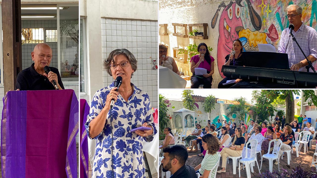 Gestores e servidores durante a celebração de páscoa na Reitoria da Universidade de Pernambuco (UPE).