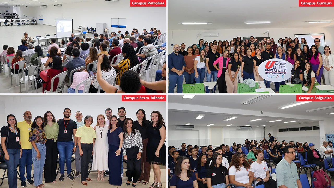 Fotos dos encontros realizados nos campi Petrolina, Ouricuri, Salgueiro e Serra Talhada da Universidade de Pernambuco (UPE)