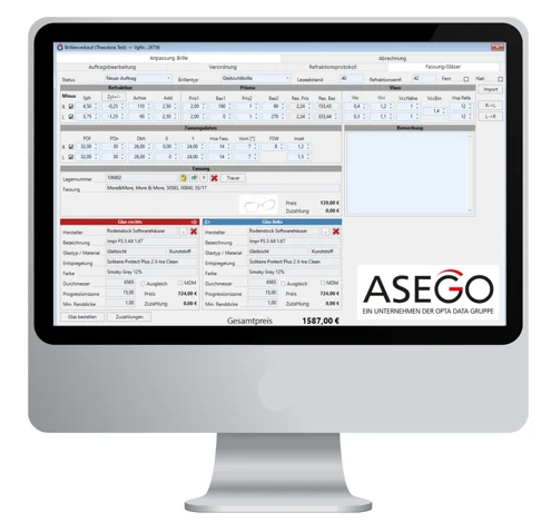 asego.net Bildschirmansicht