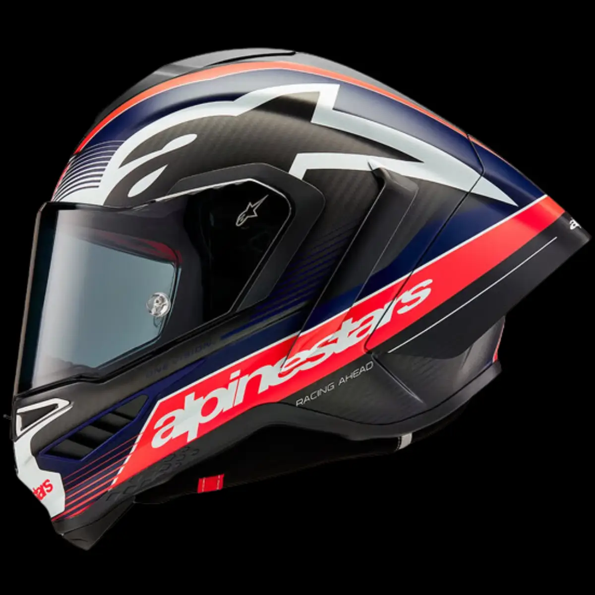 Capacete Alpinestars Supertech R10 Team Preto/Azul/Vermelho Fosco (Fibra de Carbono)