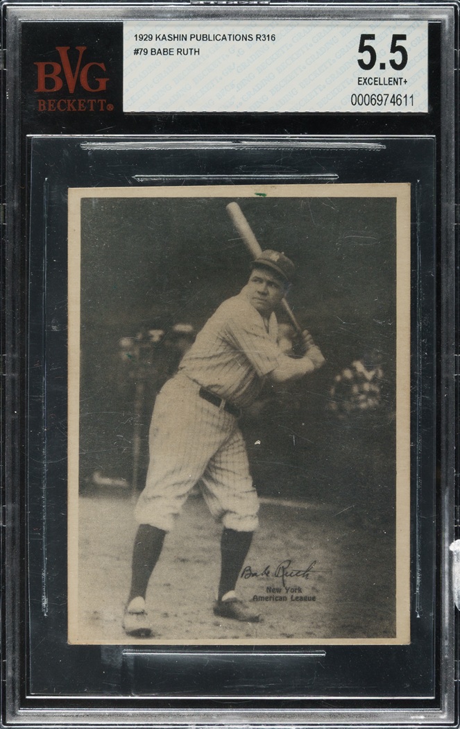 1929 R316 Kashin Publications Babe Ruth BVG EX+ 5.5