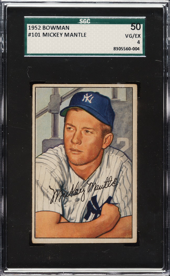 1952 Bowman #101 Mickey Mantle SGC VG/EX 50