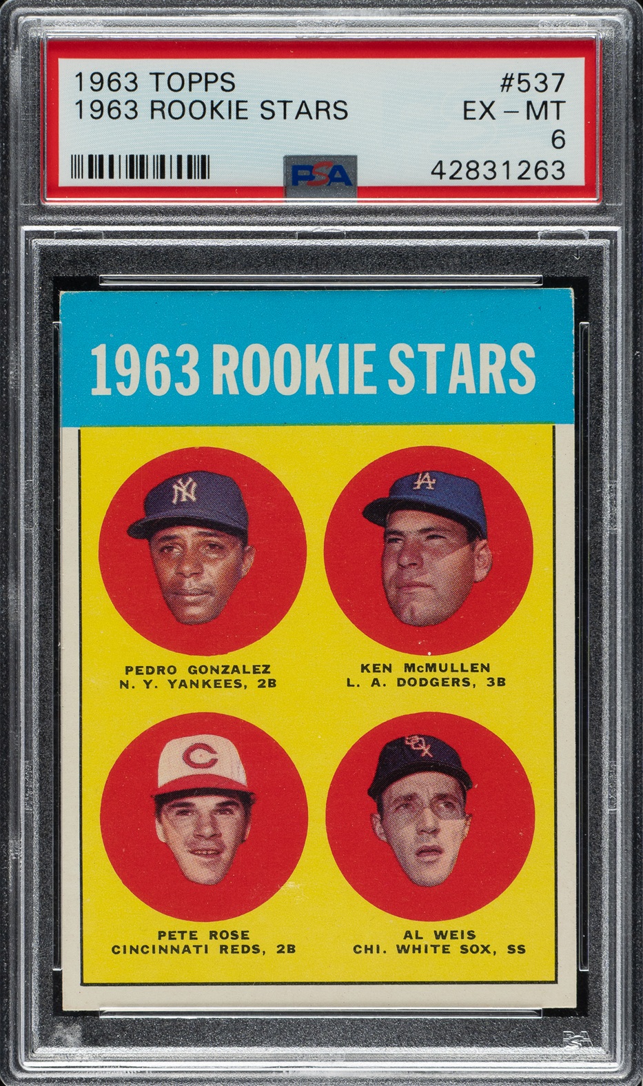 1963 Topps #537 Pete Rose Rookie PSA EX-MT 6
