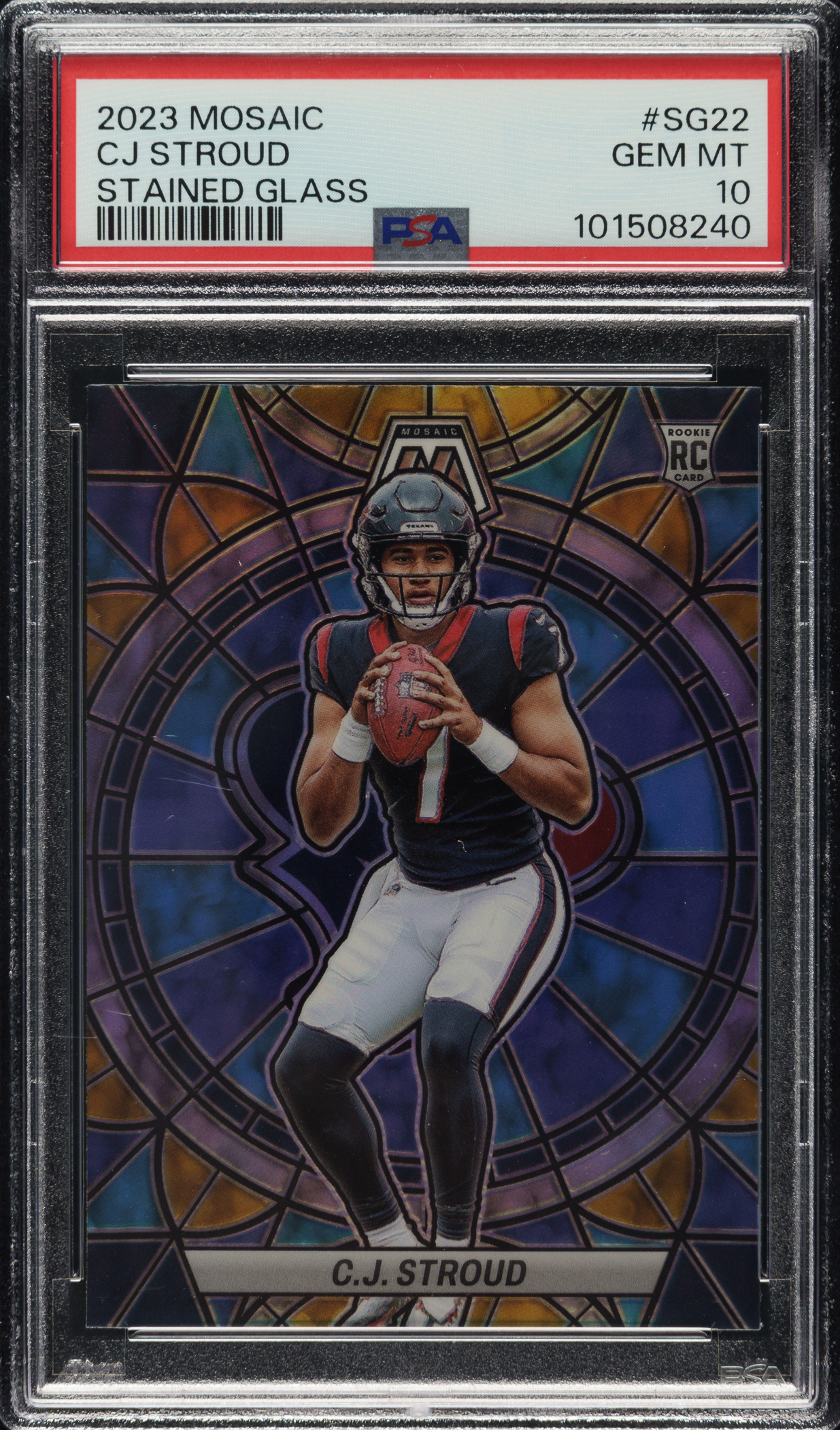 2023 Panini Mosaic Stained Glass Football #SG22 CJ Stroud Rookie PSA GEM MINT 10