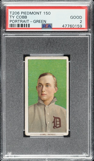 1909-1911 T206 White Border Ty Cobb Portrait Green Background PSA GOOD 2