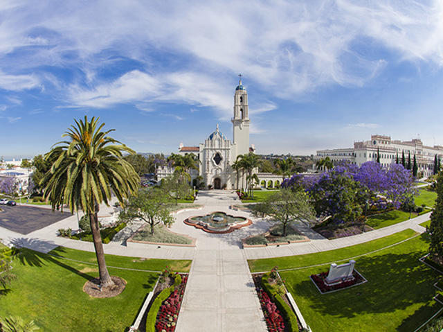 Campus aerial shot with The Immaculata