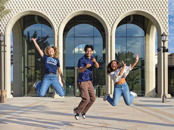 Students in front of wellness center