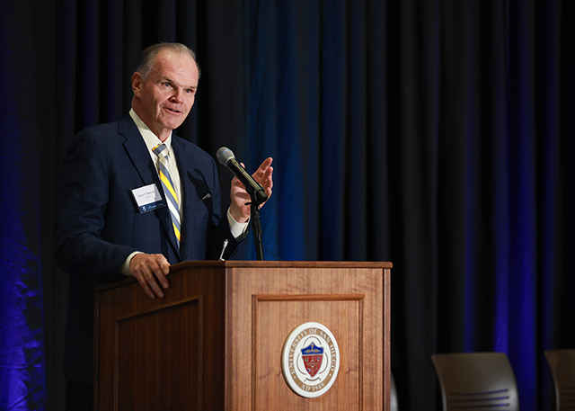 USD President James T. Harris III, DEd, speaks during the 34th Scholarship Appreciation Luncheon