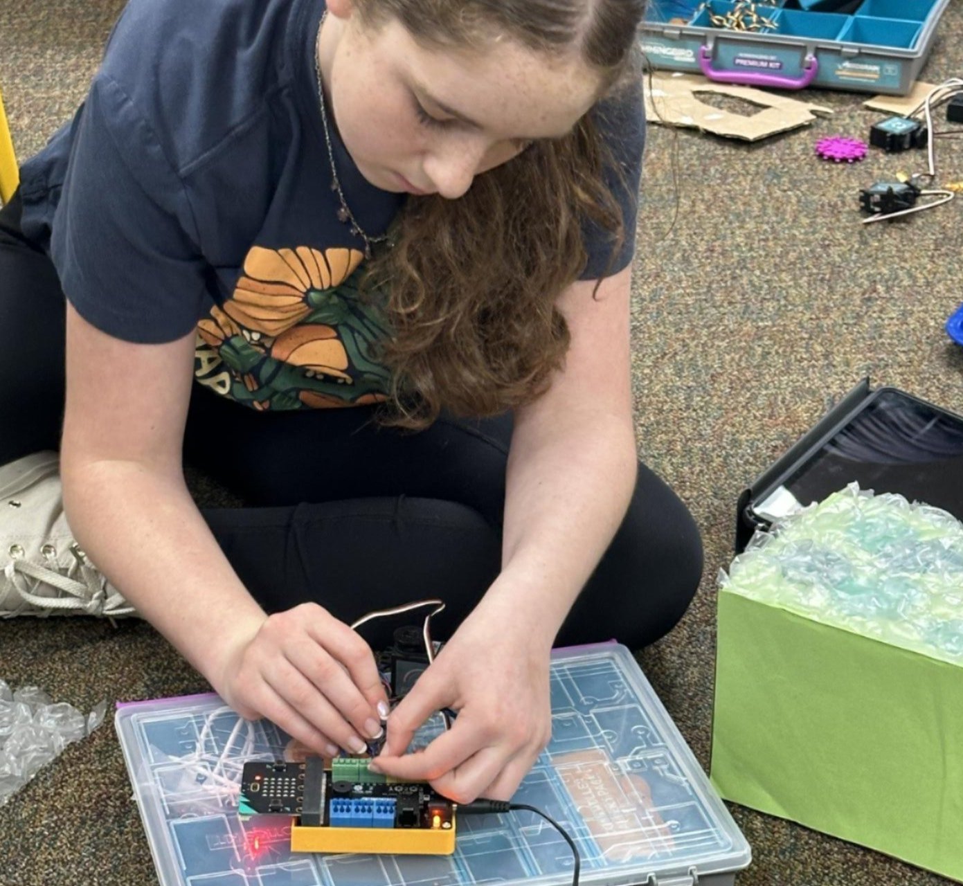 Student works on a circuit