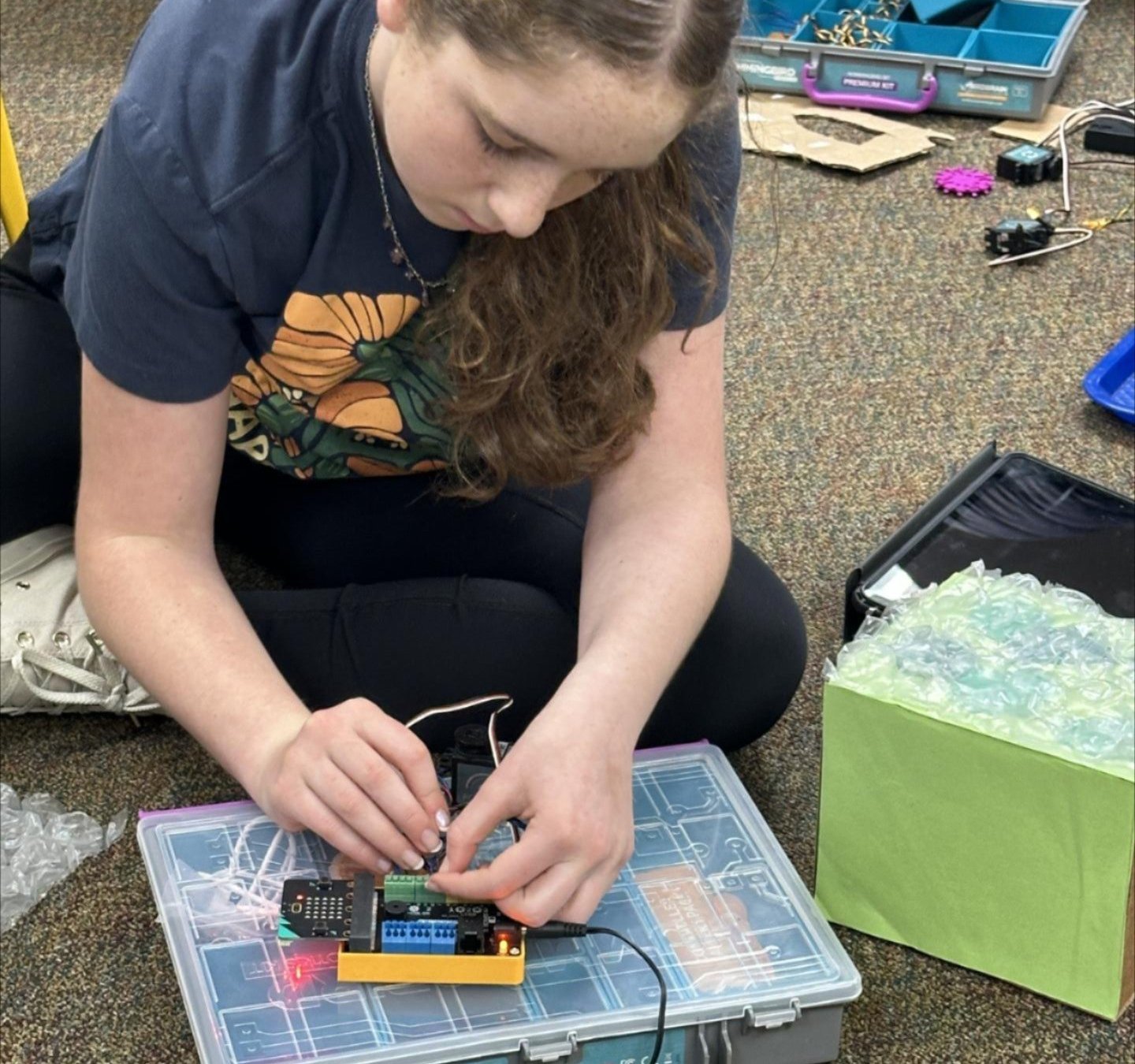 Student works on a circuit