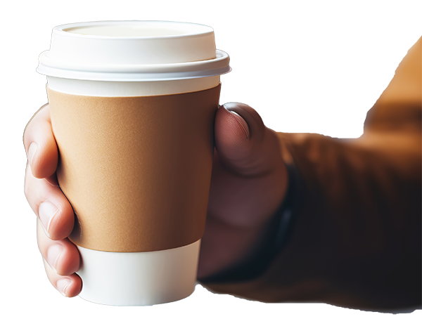 Hand holding cup of coffee