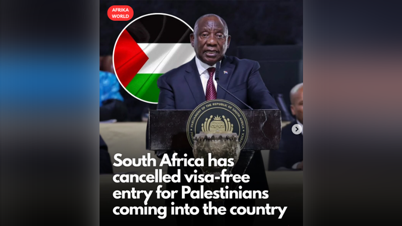 South Africa Slams the Brakes — Visa-Free Entry for Palestinian Passport Holders Withdrawn