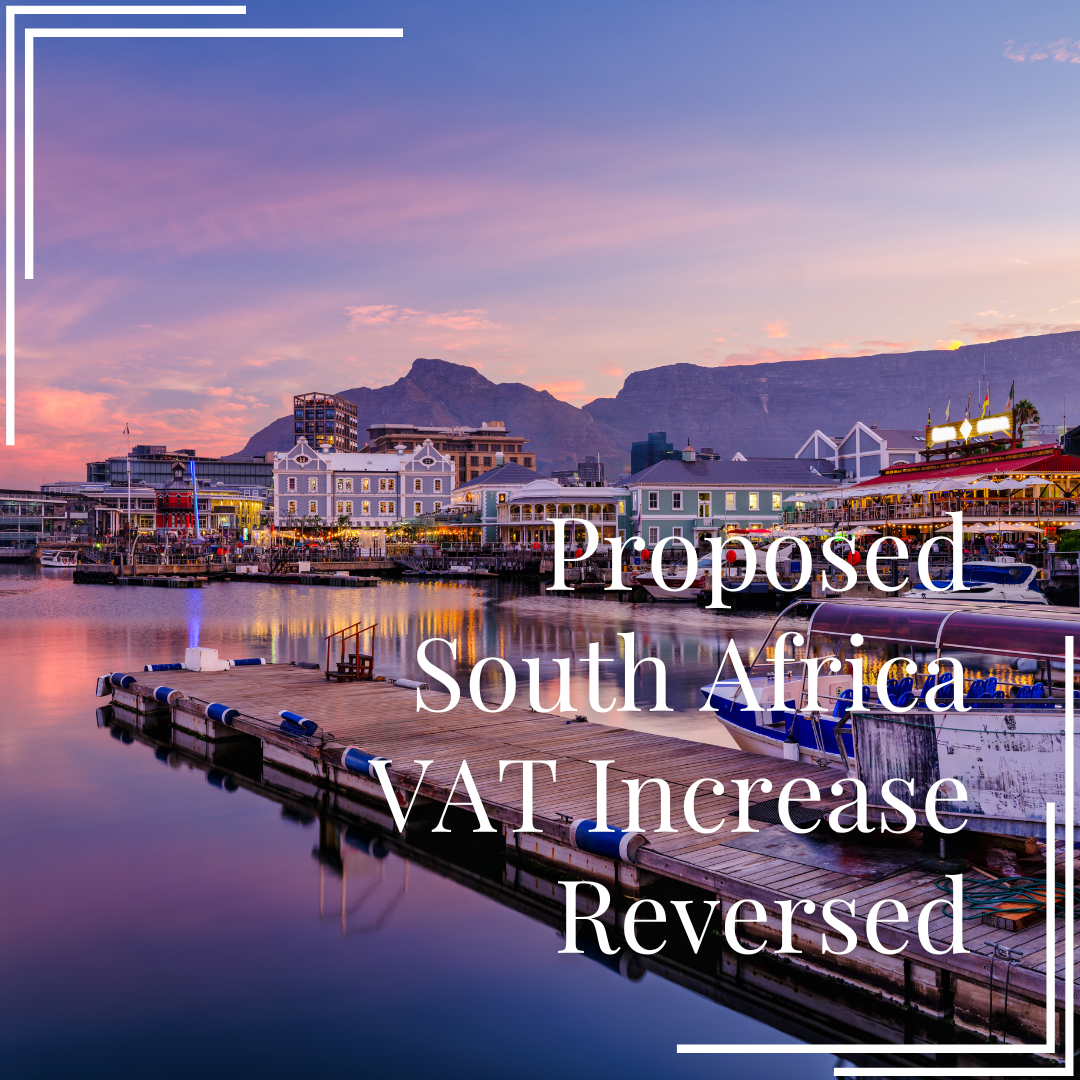 Proposed South Africa VAT Increase Reversed