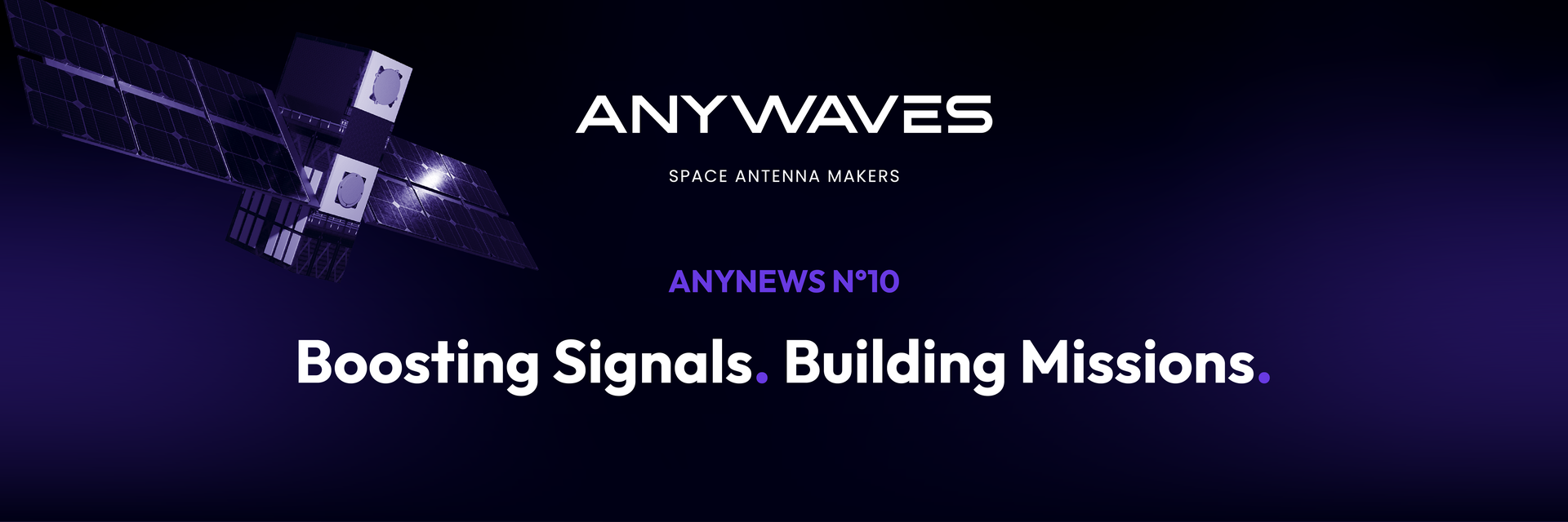3D illustration of a satellite, including the title of the newsletter