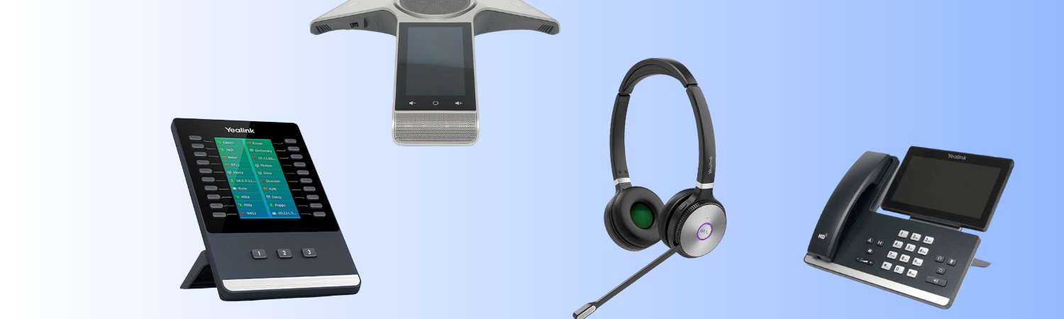 Yealink IP phone, cordless handset and MeetingBoard