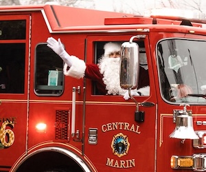 Santa on a firetruck