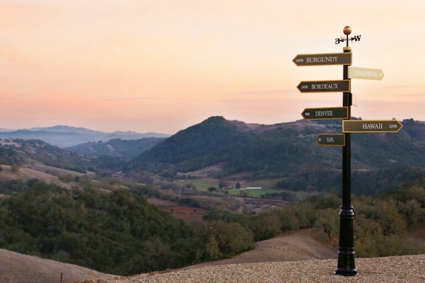 Wine country mountains at sunset