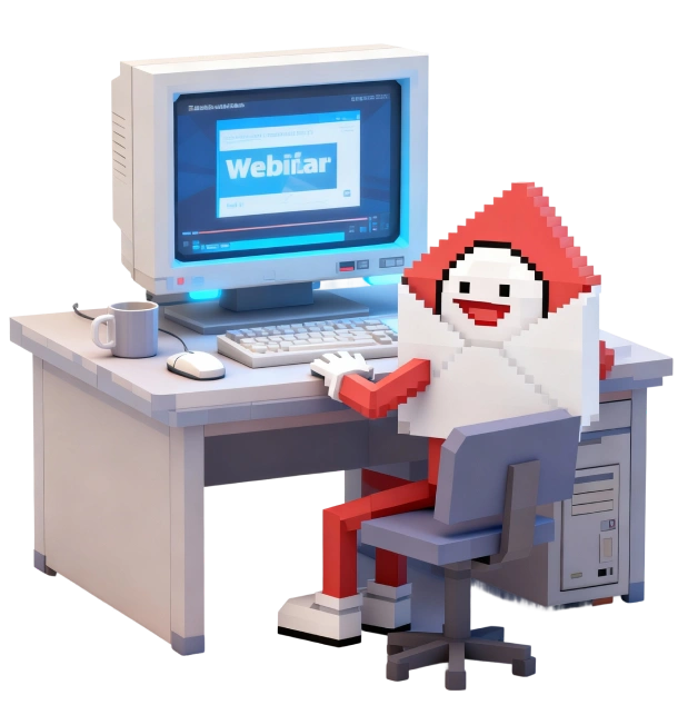 a computer with a cartoon character sitting at a desk