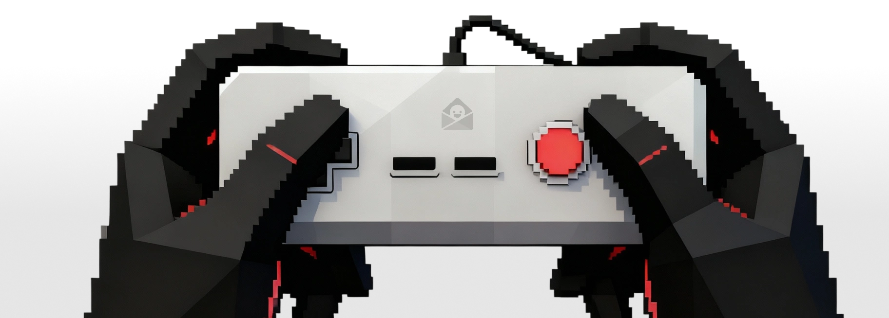 a video game controller with a black and white controller