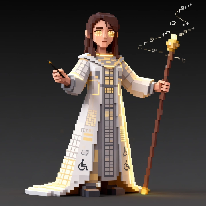 a cartoon character in a white robe