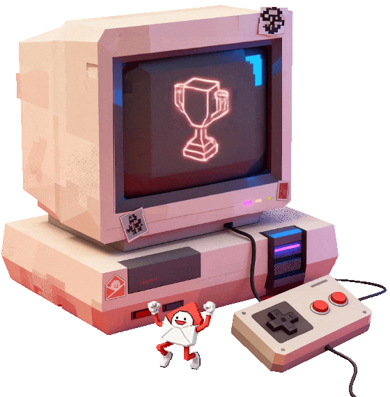 A video game console with a computer screen and controller