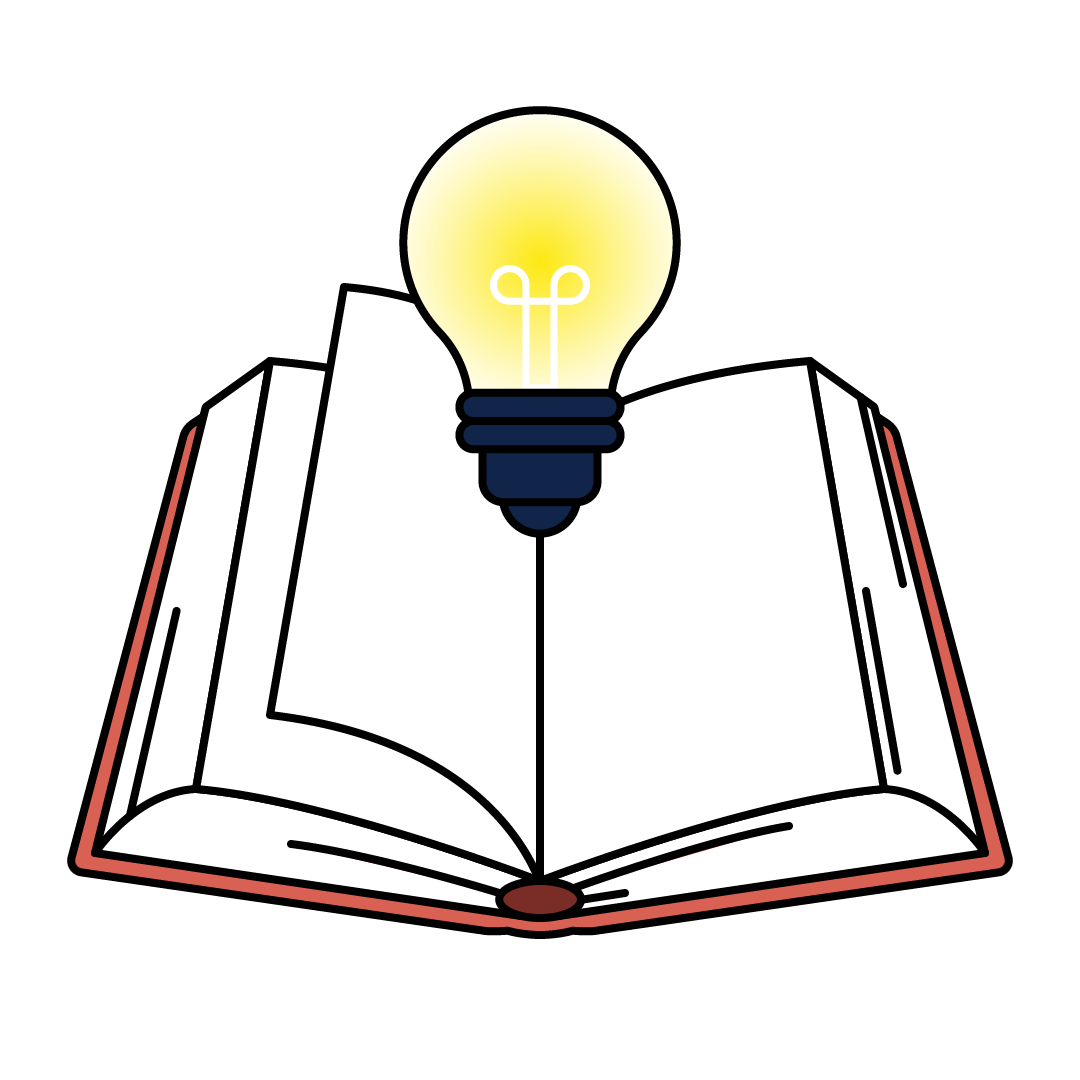 A light bulb on top of a book