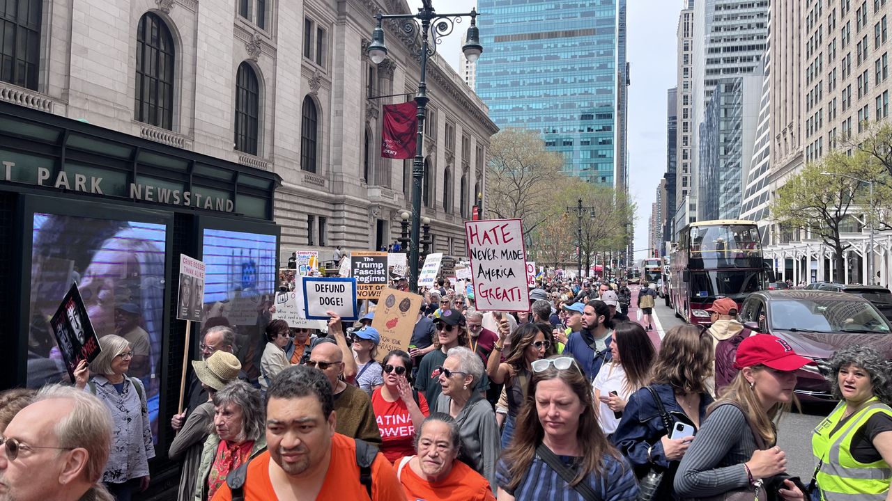 A section of the April 19, 2025, rally in New York City