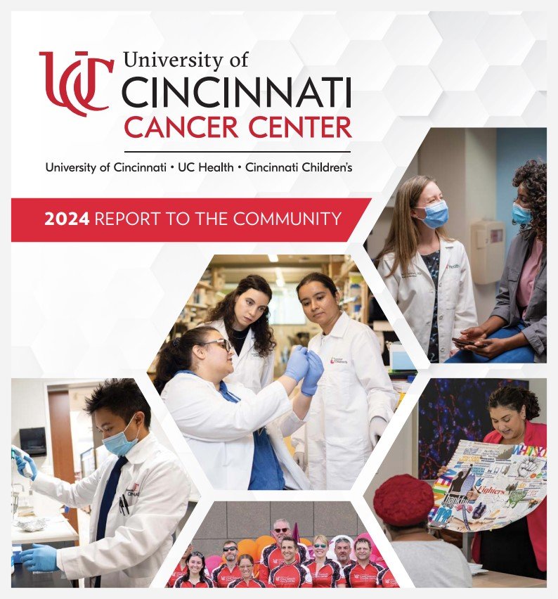 Front cover of UC Cancer Center report to the community