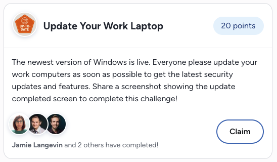 Kudos Incentives Feature Example