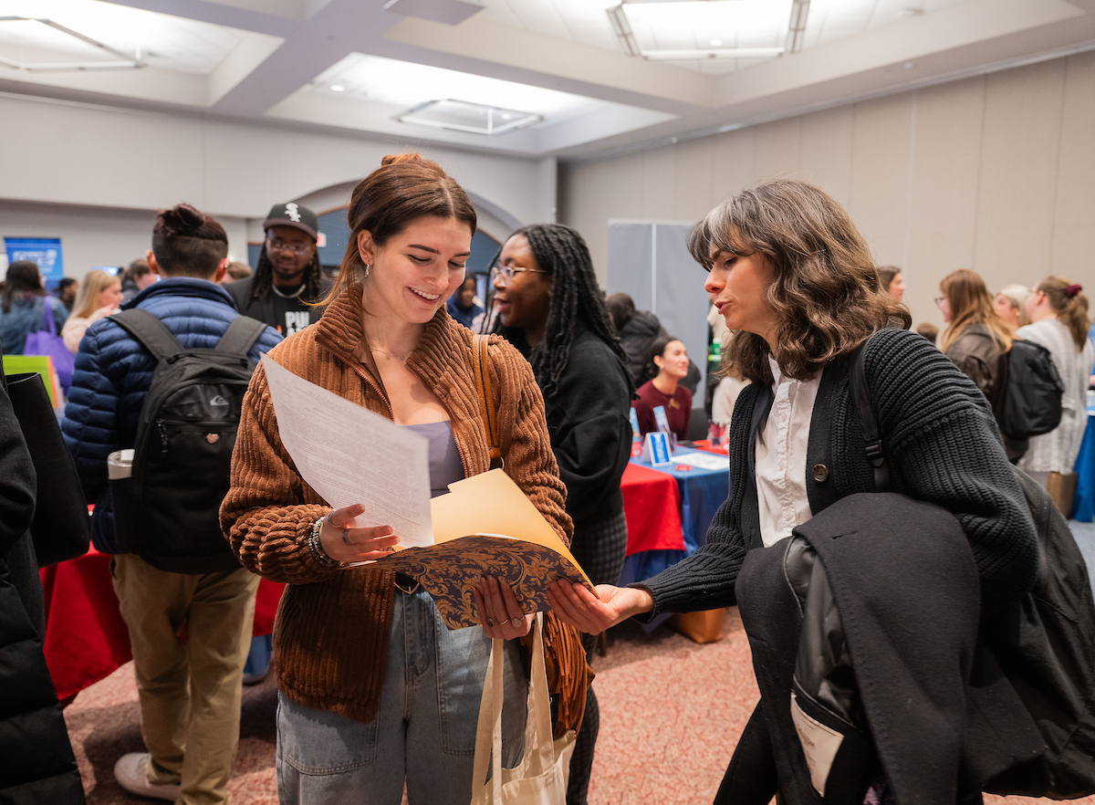Students networking at SCSU Industry Fair