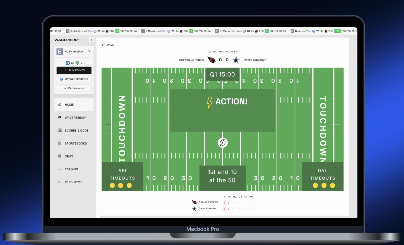 WAGERBIRD Terminal Interface