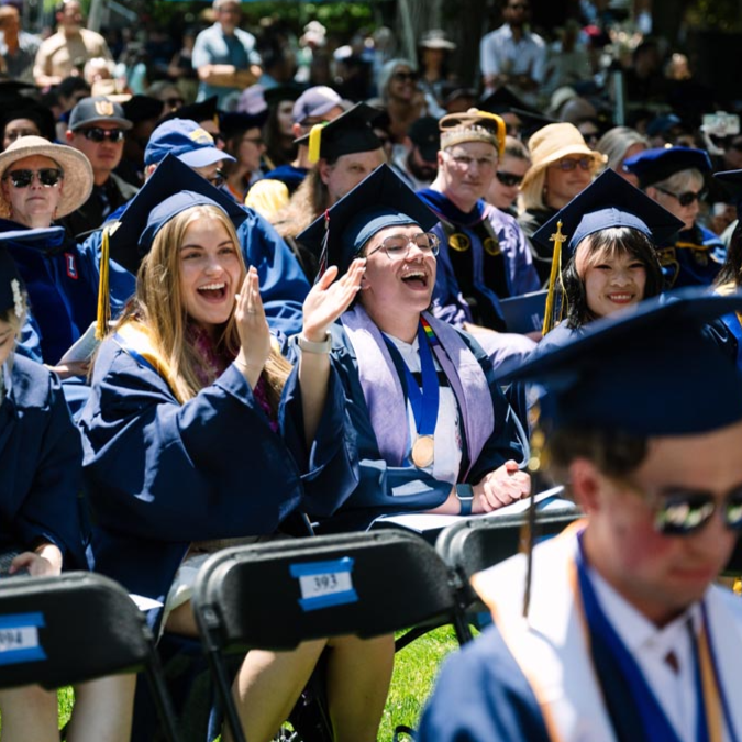 Whitman College students at commencement.