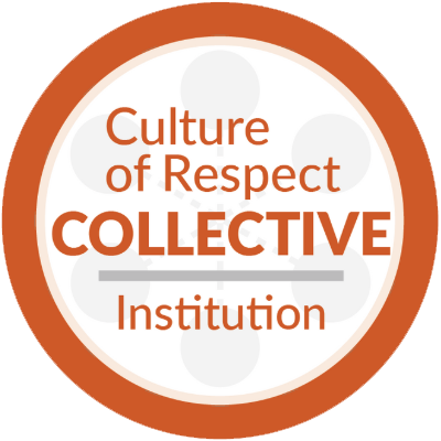 A circular logo with text: “Culture of Respect Collective Institution”