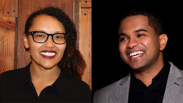 Side-by-side portraits of Mariah Rocker and Taylor Stewart.