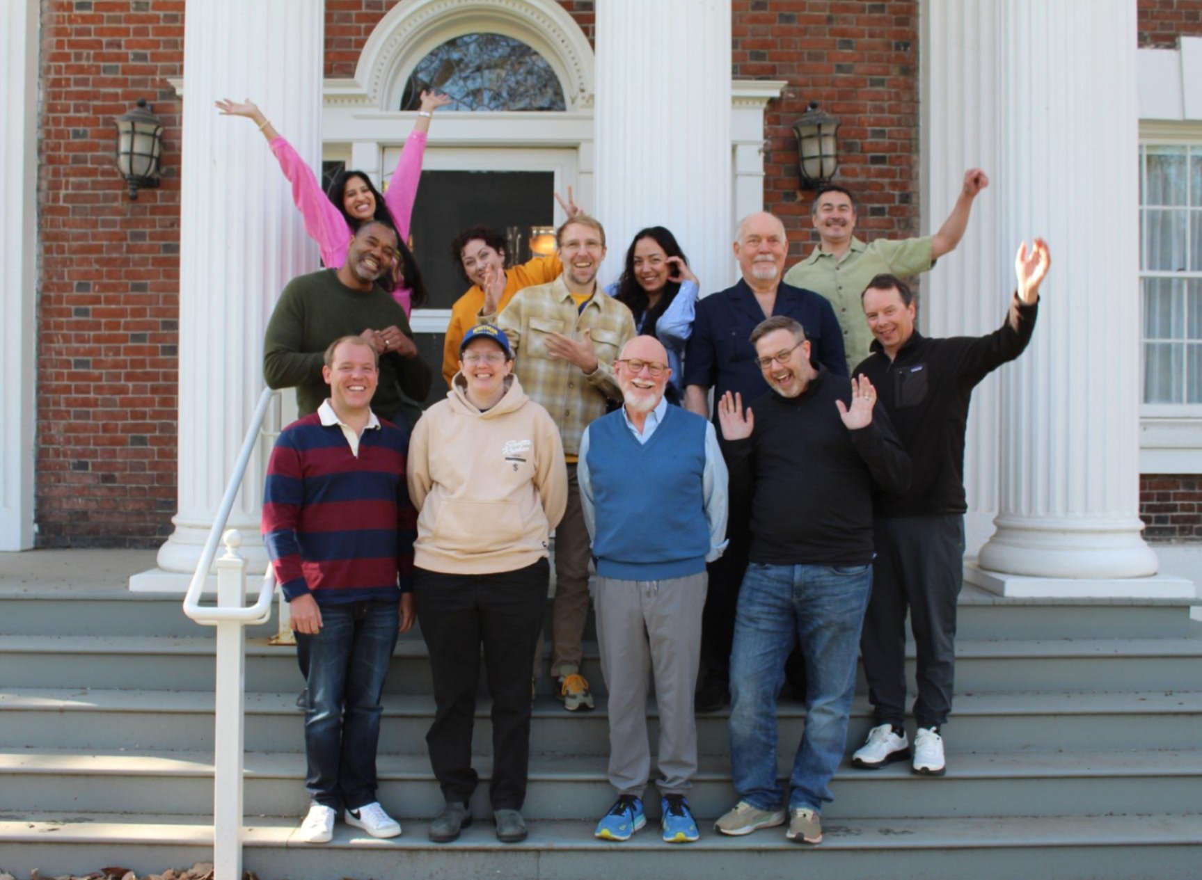 People standing on the steps of Baker Center