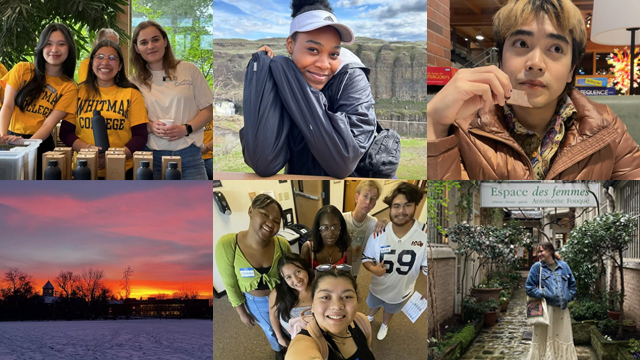 A grid of six photos, mostly of students.