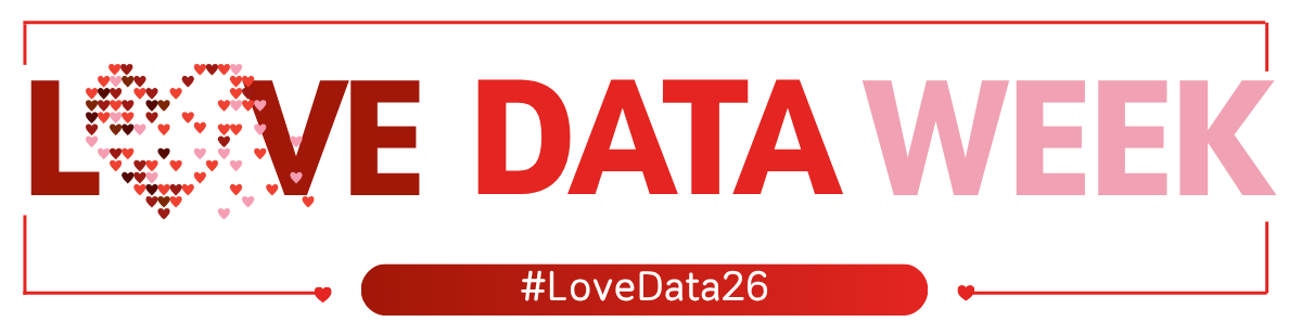 Red and heart themed “Love Data Week” logo