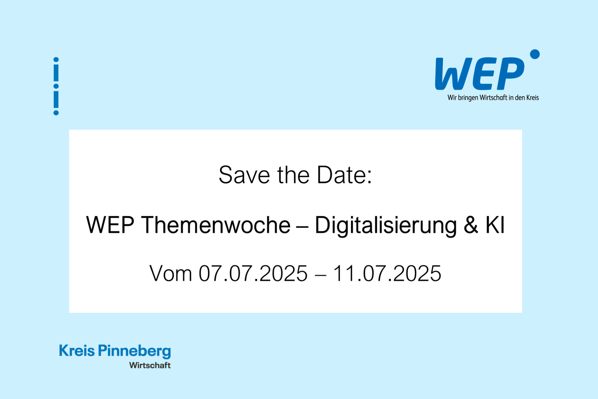 Save the date: WEP Themenwoche – Digitalisierung & KI