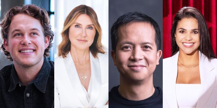 Quatre panélistes à la soirée sur les défis en gestion. De gauche à droite : Alexis Vertefeuille, Manon Brouillette, Albert Dang-Vu et Andrea Gomez.
