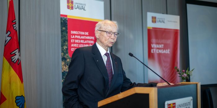 Hervé Pomerleau lors de l'événement de reconnaissance pour son don à la Faculté de médecine de l'Université Laval