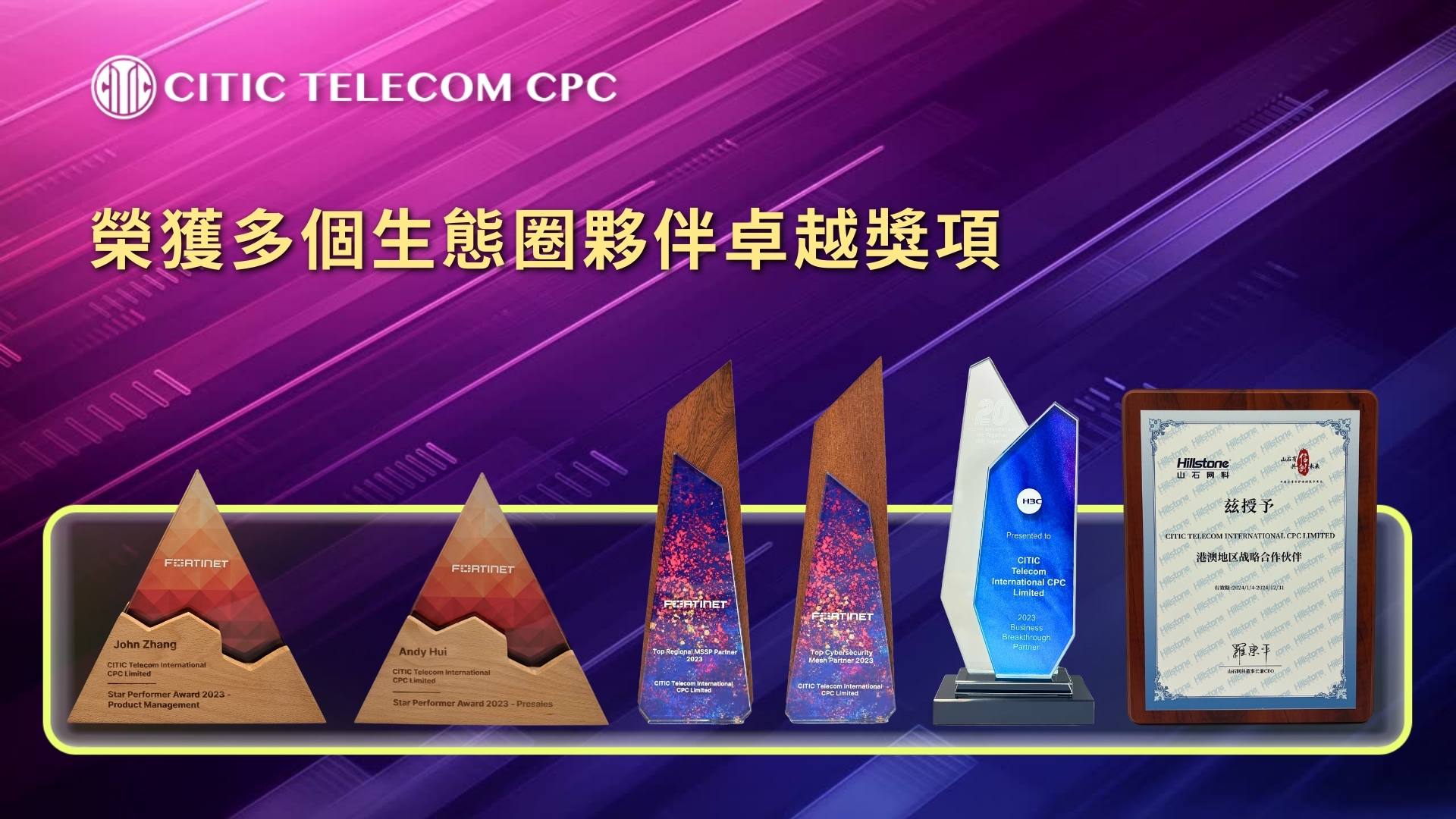 中信國際電訊CPC 榮獲多個生態圈夥伴獎項