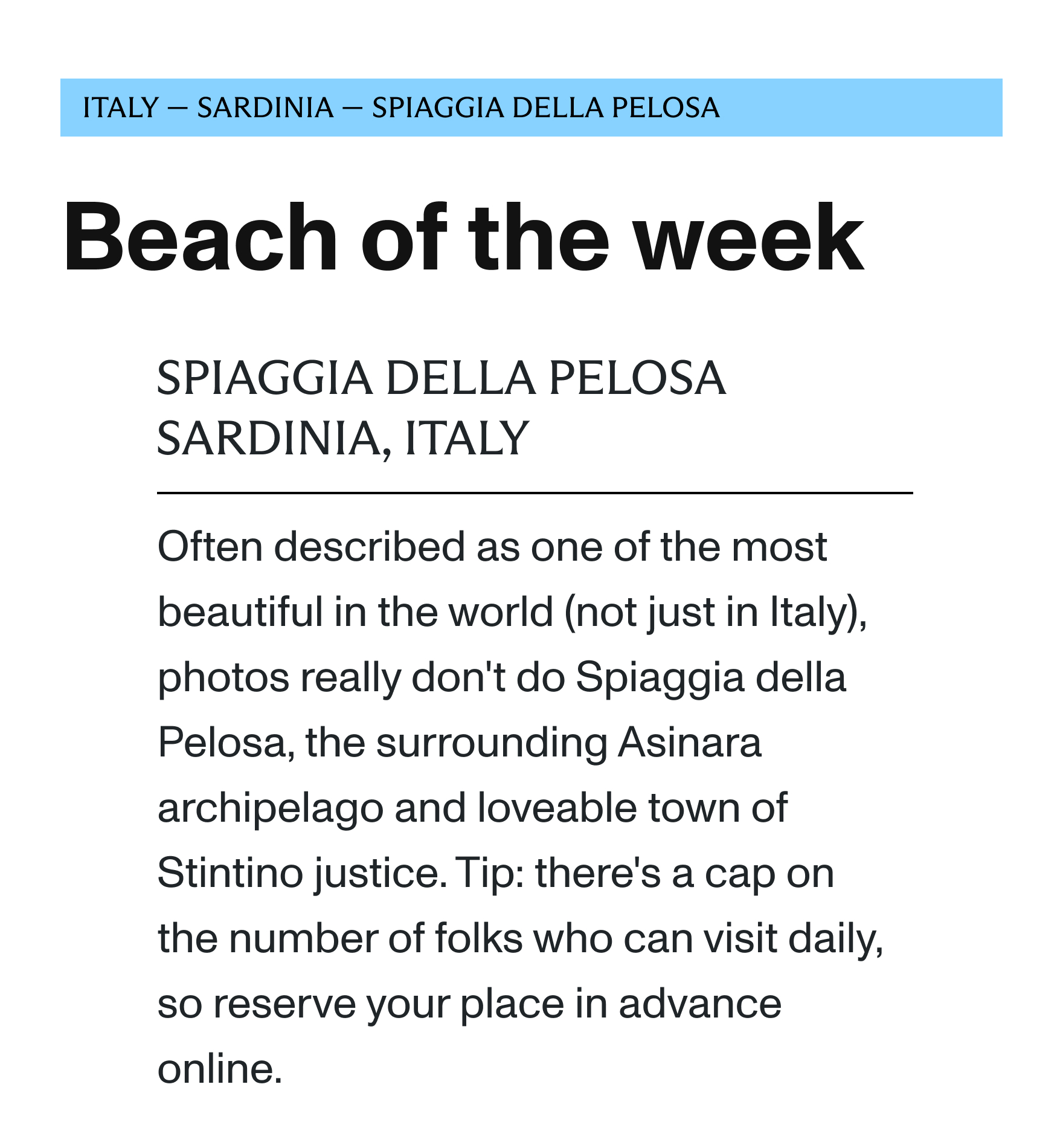 Beach of the week