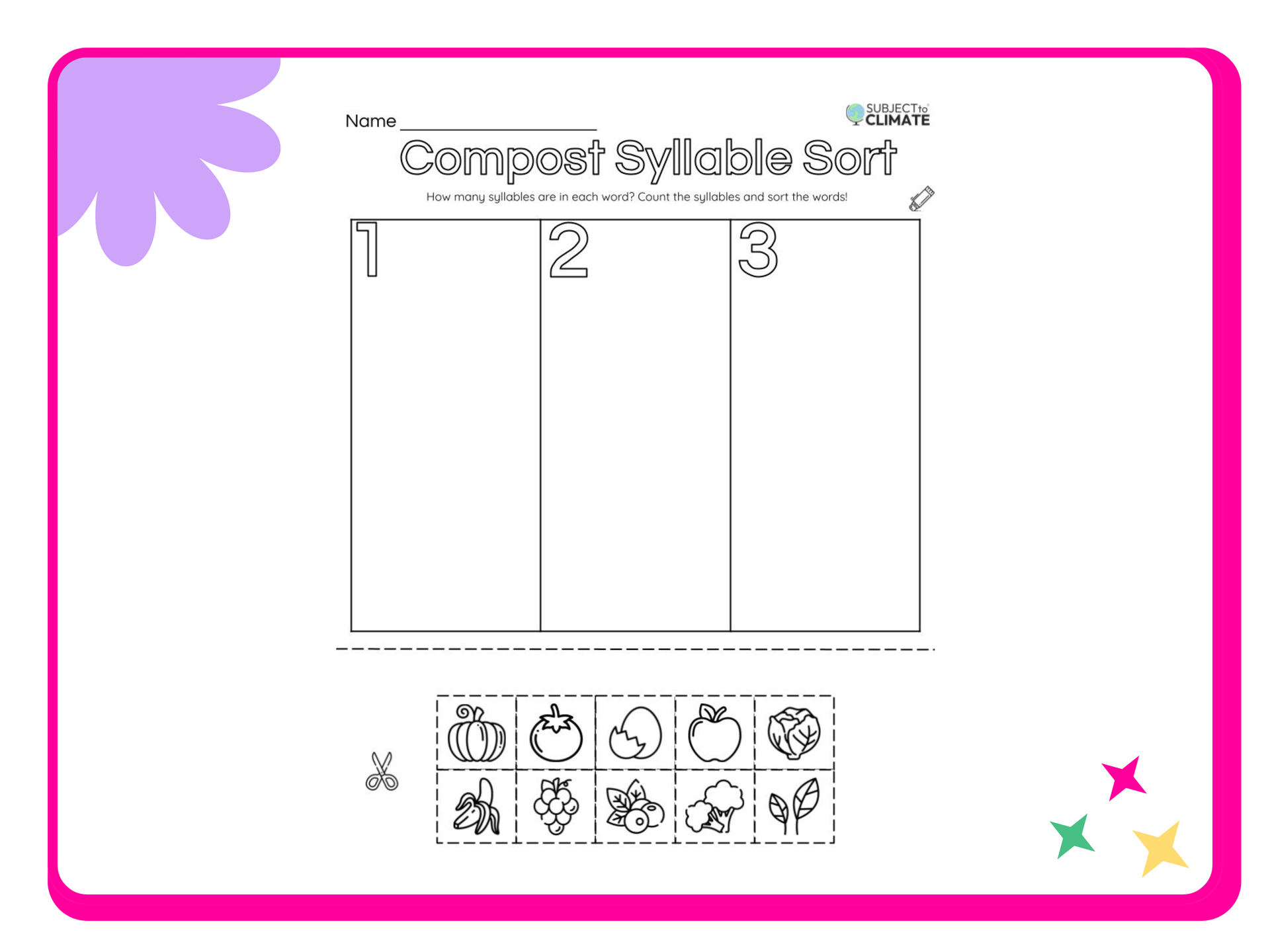 Composting Syllables Worksheet