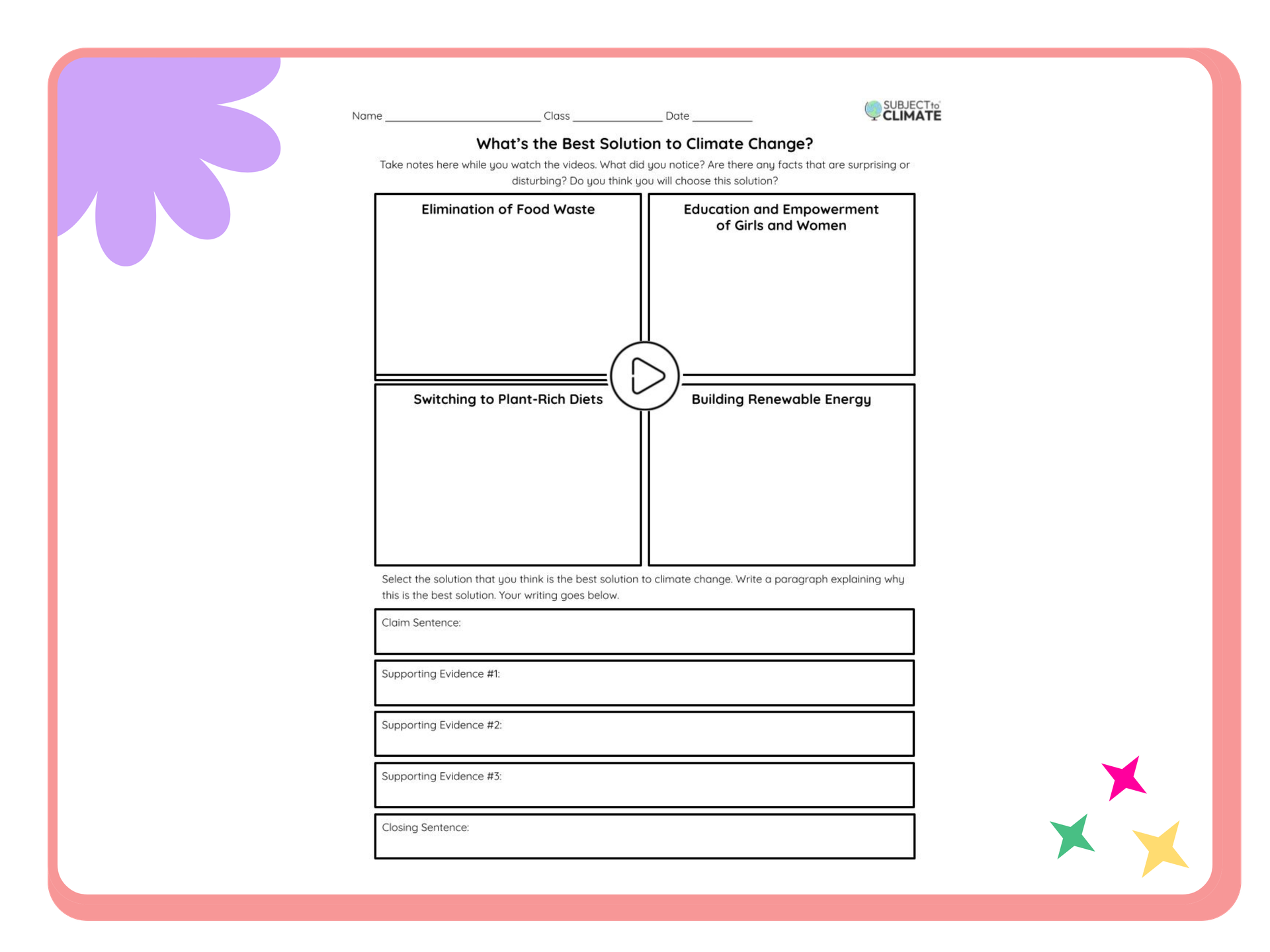 Climate Solutions Video Response Activity
